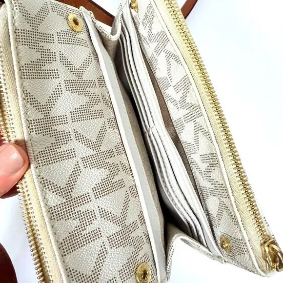 Michael Kors Fulton Small Saffiano Leather Messenger Bag Vanilla Acorn Neutral - Picture 6 of 12